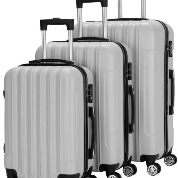 Luggage Set of 3 Hardside Carry on Suitcase Sets with Spinner Wheels &  lock, Portable Lightweight ABS Luggages for Travel, BusinessGrey (20/24/28)