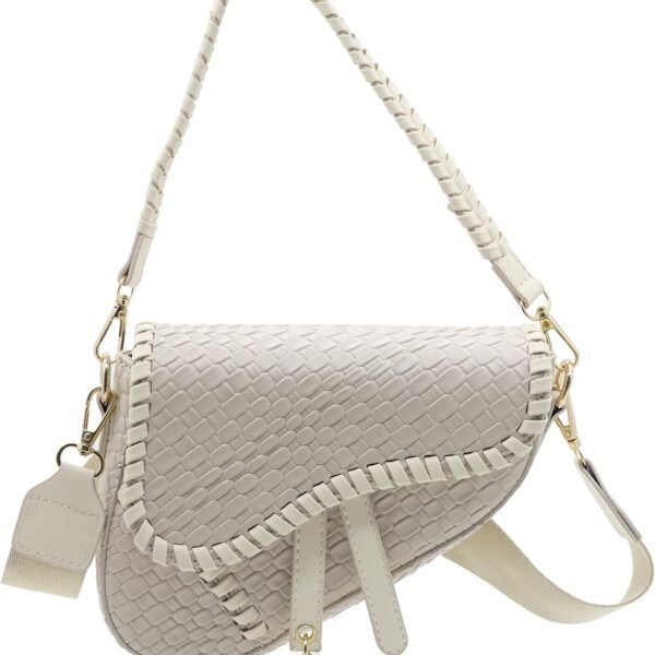 fashion women saddle shoulder bag clutch purse small crossbody satchel handbag woven imitation crocodile leather bag