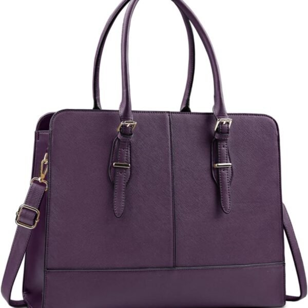 Laptop Bag for Women Leather 15.6 Inch Laptop Work Tote for Computer Bag Waterproof Business Office Professional Large Capacity Handbag School Shoulder Bag