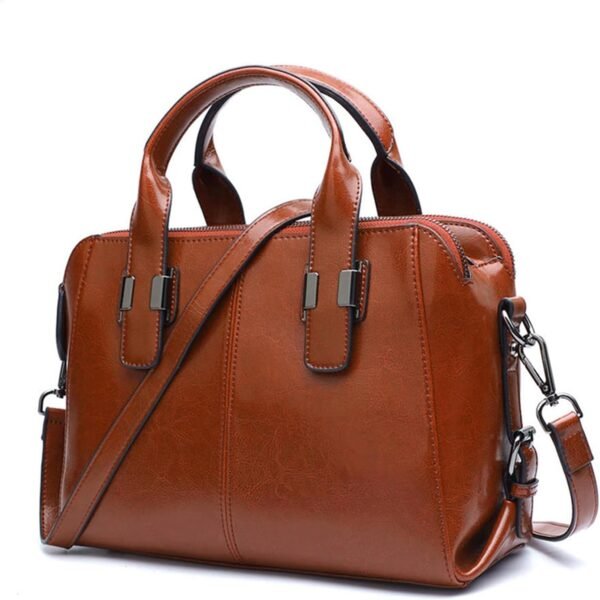 Large Leather Satchel Bag For Women Genuine Leather Handle Bag Work Tote Purse And Handbags With Triple Compartments