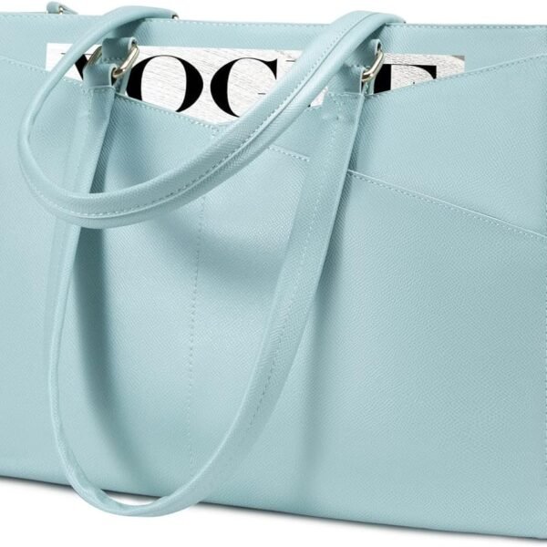 Laptop Bag for Women 15.6 Inch Tote Bags Waterproof Leather Briefcase Computer Women Business Office Work Bag,Cyan-Blue
