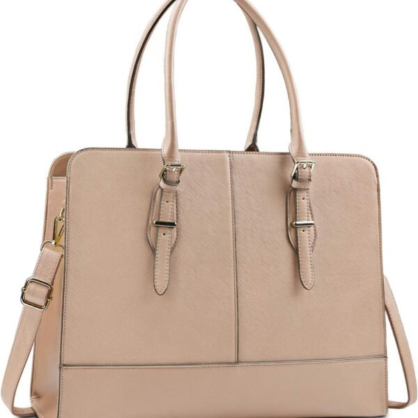 Laptop Bag for Women Leather Work Tote 15.6 Inch Laptop for Computer Bag Waterproof Business Office Professional Large Capacity Handbag Shoulder Bag khaki