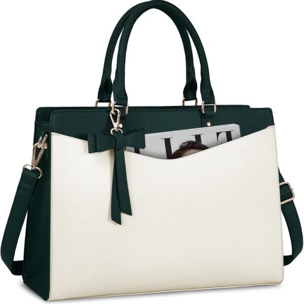 Laptop Bag for Women 15.6 Inch PU Leather Laptop Tote Bag Professional Business Office Briefcase Waterproof Work Bag Computer Tote Bag Large Lightweight Handbag Shoulder Bag