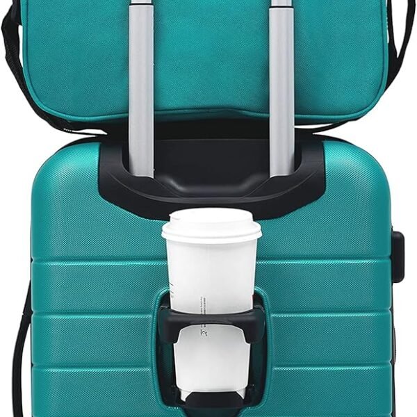 Smart Luggage Cup Holder and USB Port, Teal, 2 Piece Set